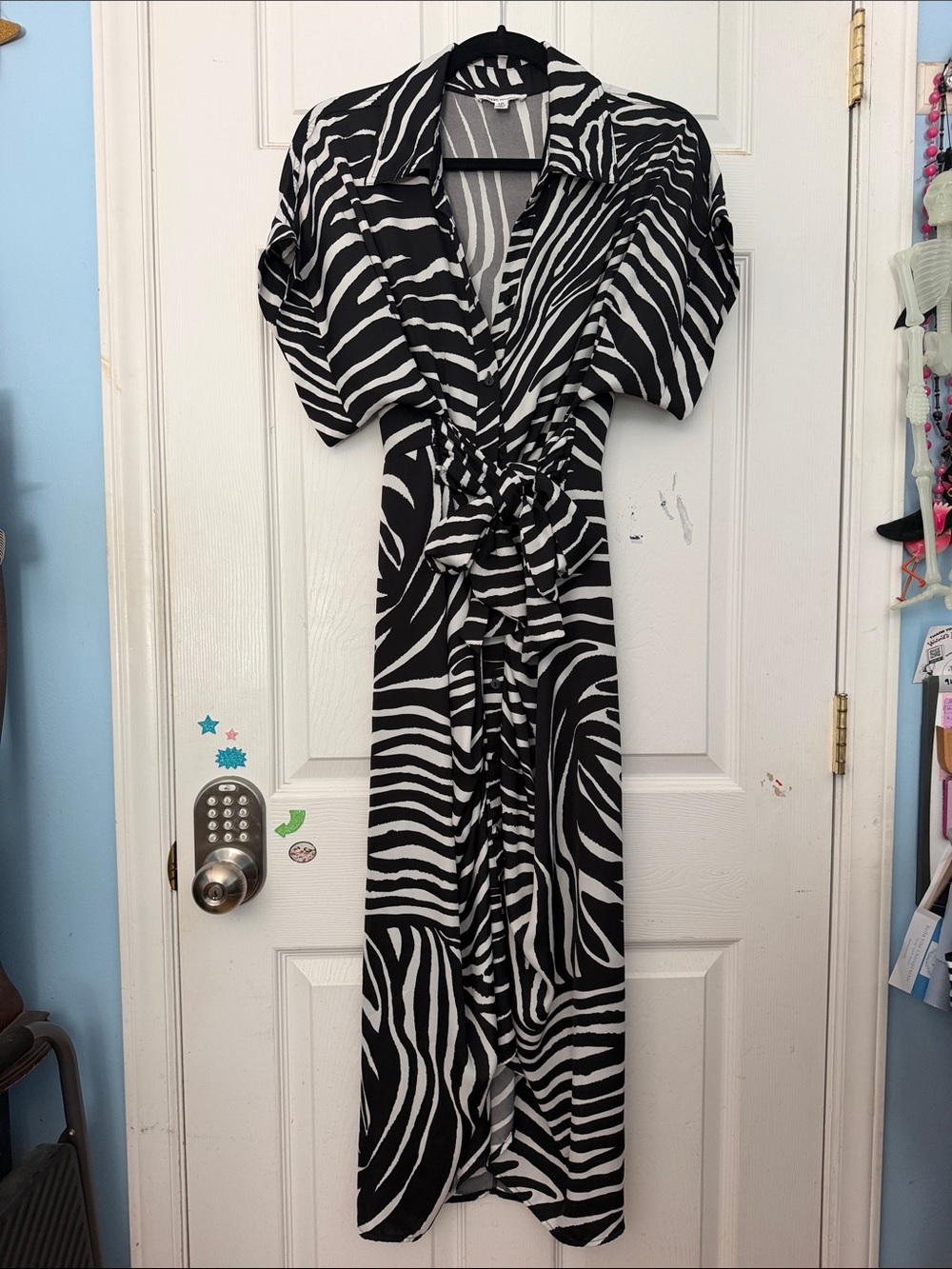 Steve Madden Tori Dress in Zebra-Print Black & White Wrap Dress